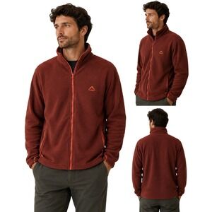 K-Way Haggar Fleece Jacket Mens Large Rust Full Zip Thermalator Mock Neck‎